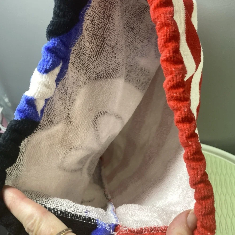 Disney Mickey Mouse Kohl's Terry Cloth Kids Tote Beach Bag Drawstring USA‎ Flag